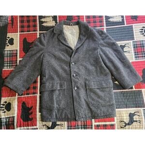 Vintage Fieldmaster  Gray Wool Coat Jacket Heavy Quilted Milium Lining Size 48